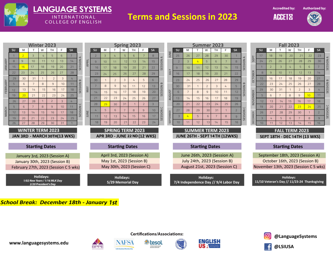 2023 Academic Calendar