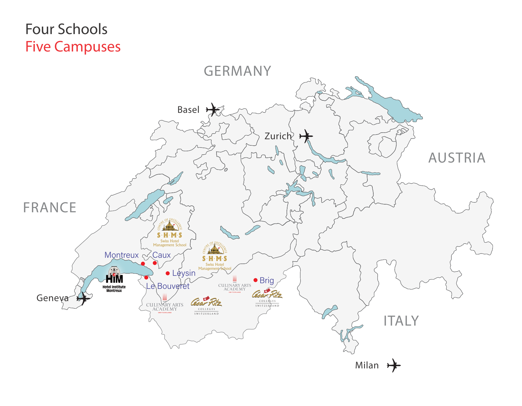 瑞士四校位置圖